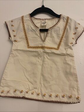 Kids Cream Embroidered Tunic Top